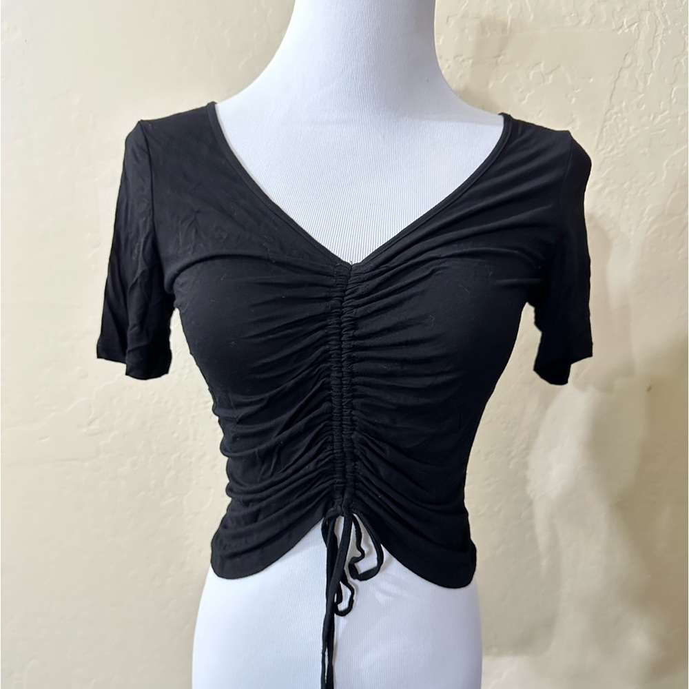Fashion Nova Black Cinched Crop Top